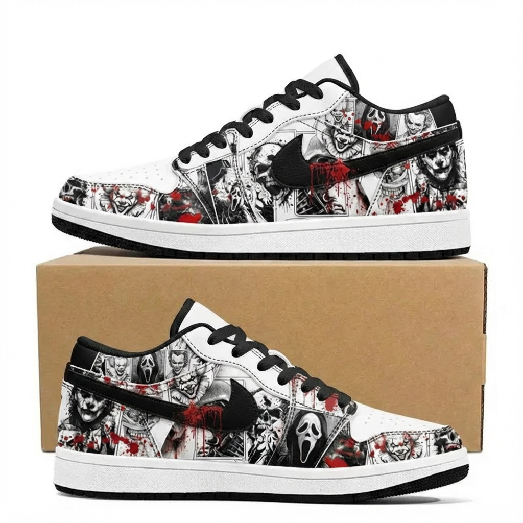Horror Movies Club (Adult and kids size available) Limited Edition Design Shoes J1 Low
