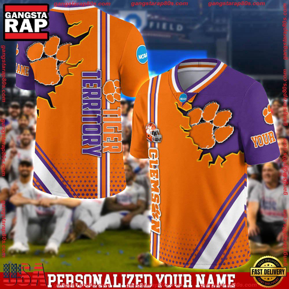 NCAA Customized Clemson Tigers Team Logo Player Football Jersey Shirt