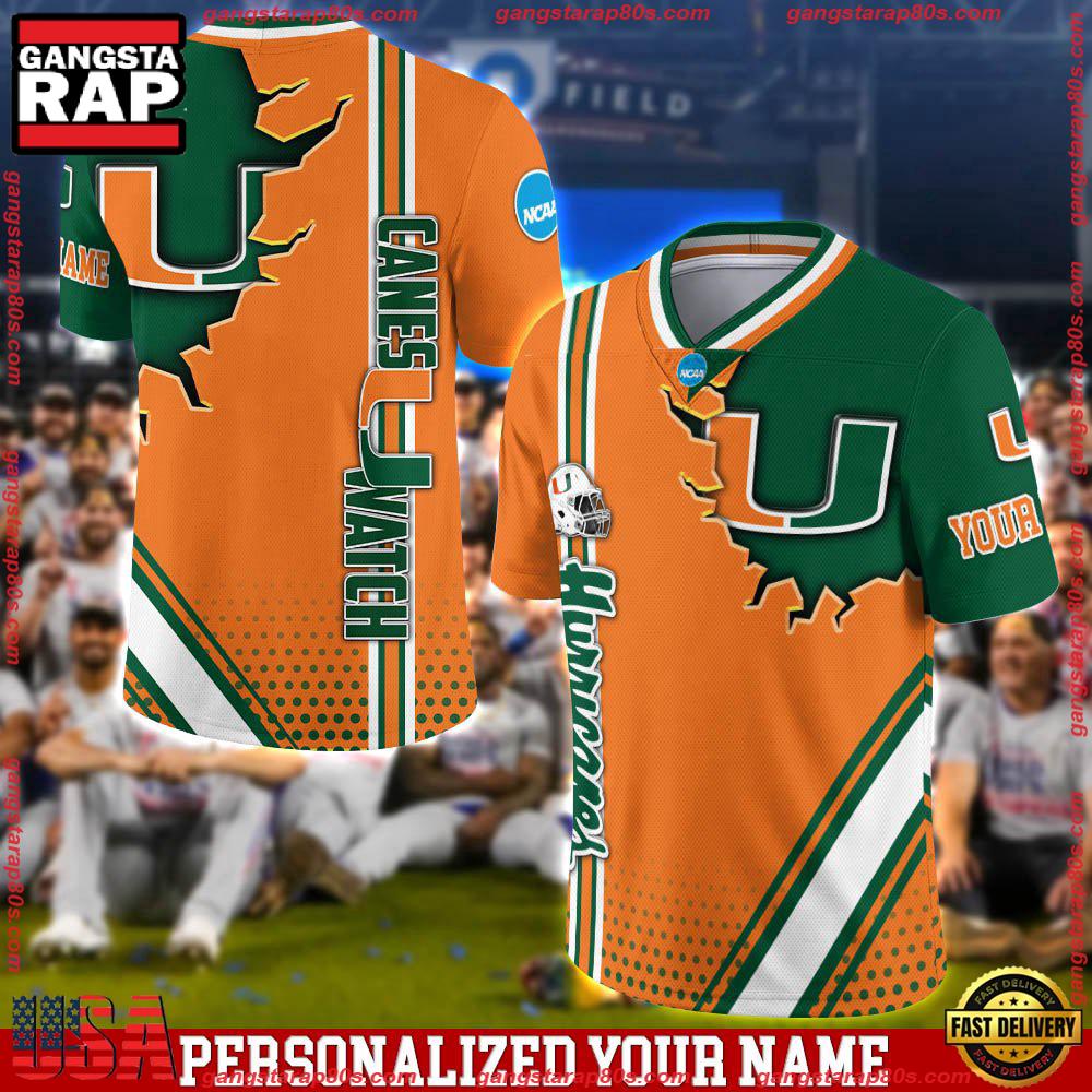 NCAA Customized Miami Hurricanes Team Logo Player Football Jersey Shirt