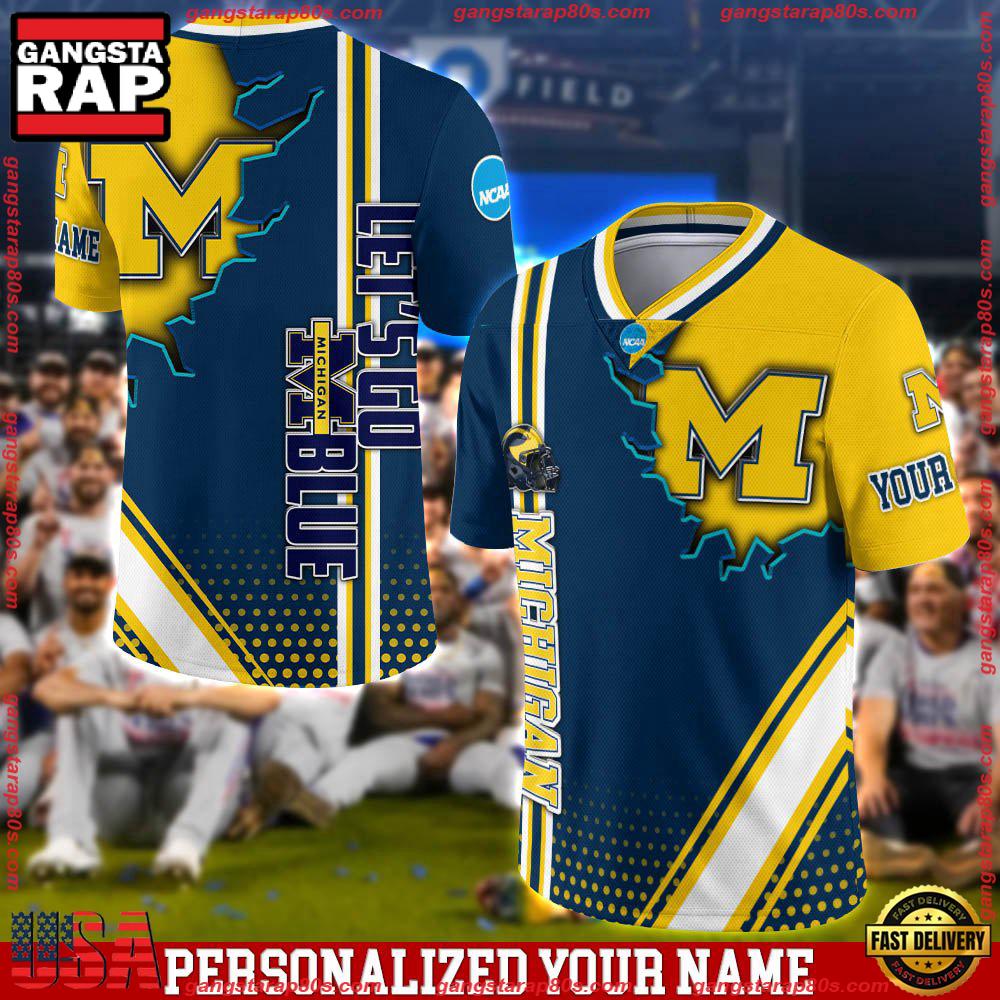 NCAA Customized Michigan Wolverines Team Logo Player Football Jersey Shirt