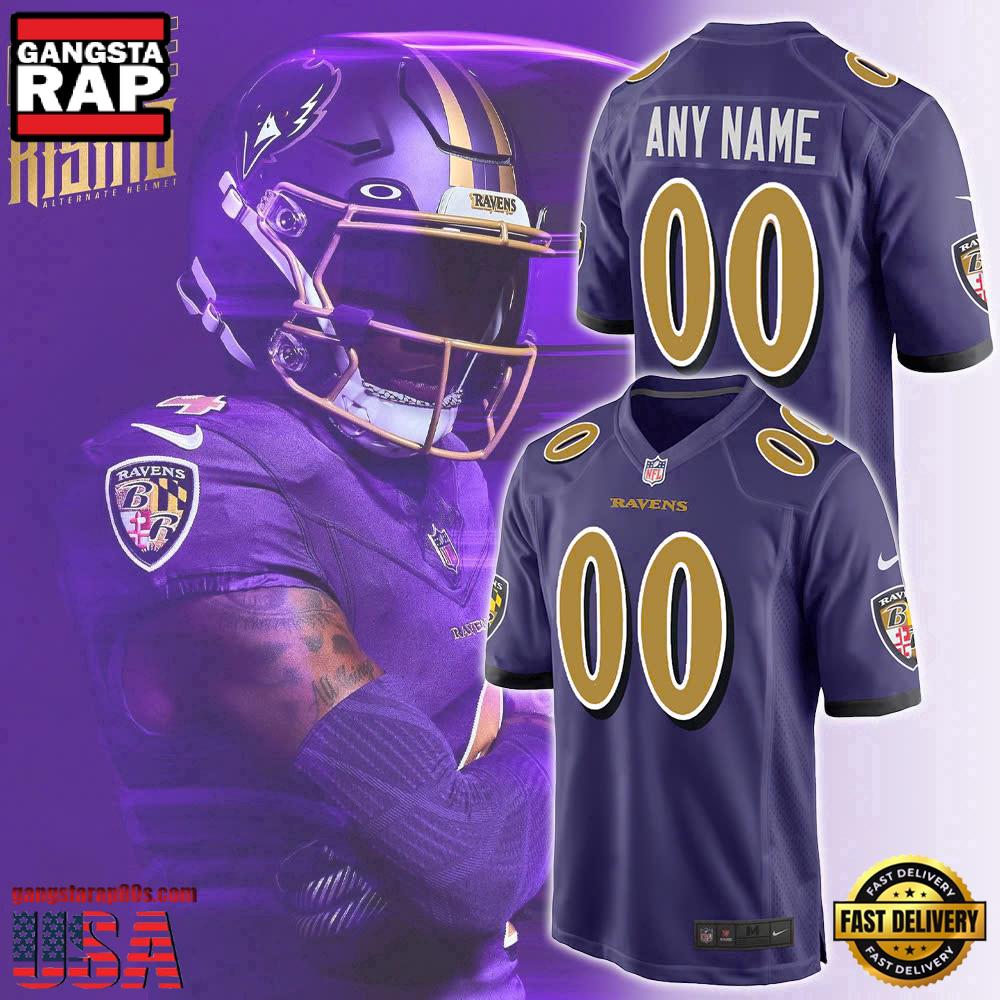 NFL Custom Name Baltimore Ravens Purple Rises Football Jersey