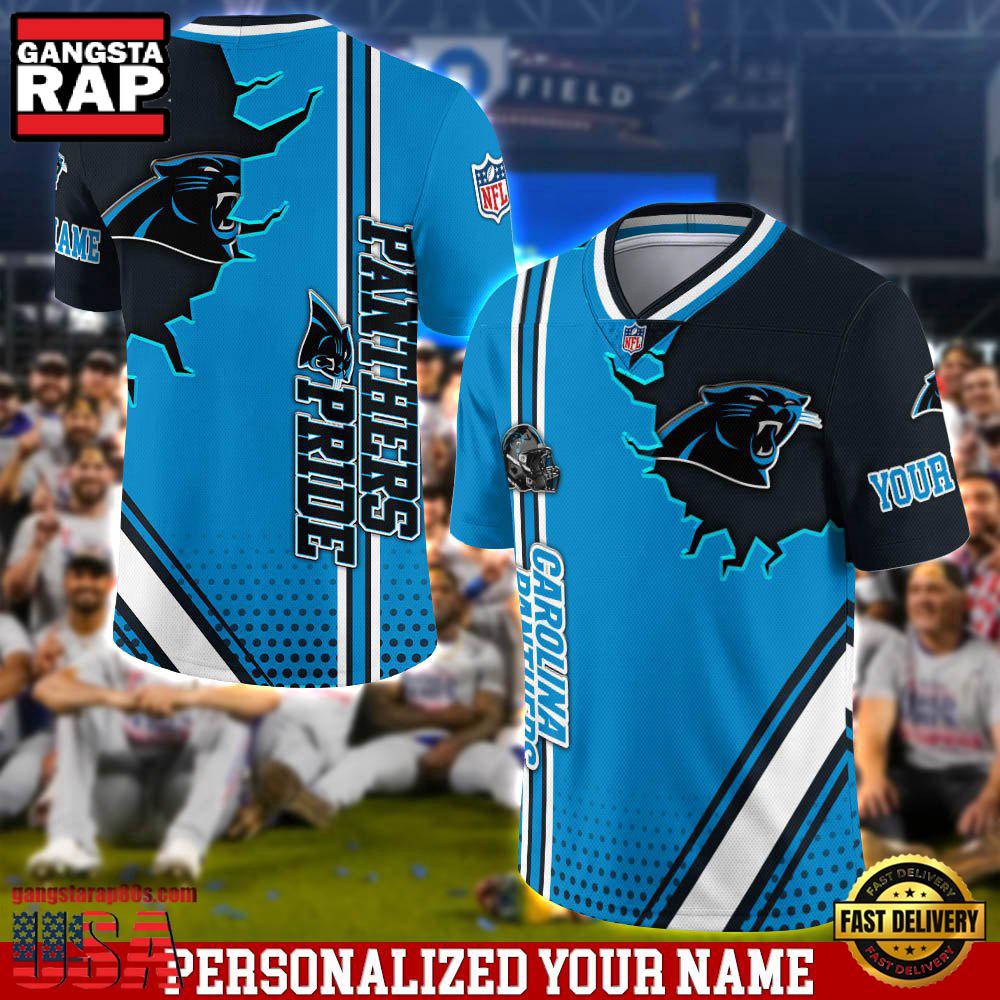 NFL Custom Name Carolina Panthers Team Logo Football Jersey