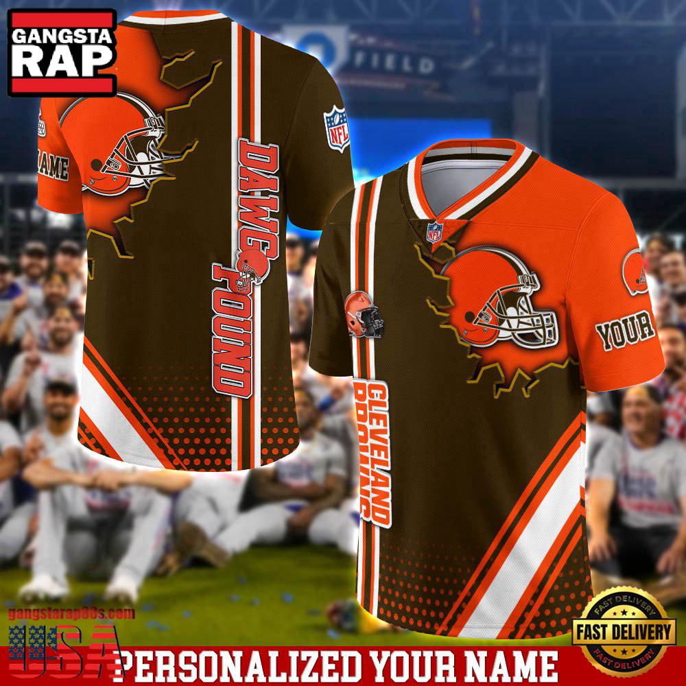 NFL Custom Name Cleveland Browns Team Logo Football Jersey