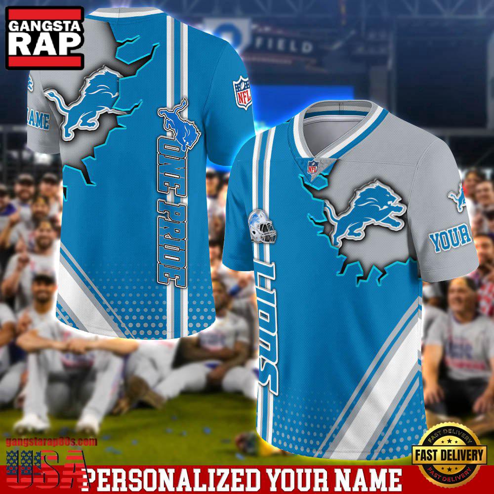 NFL Custom Name Detroit Lions Team Logo Football Jersey