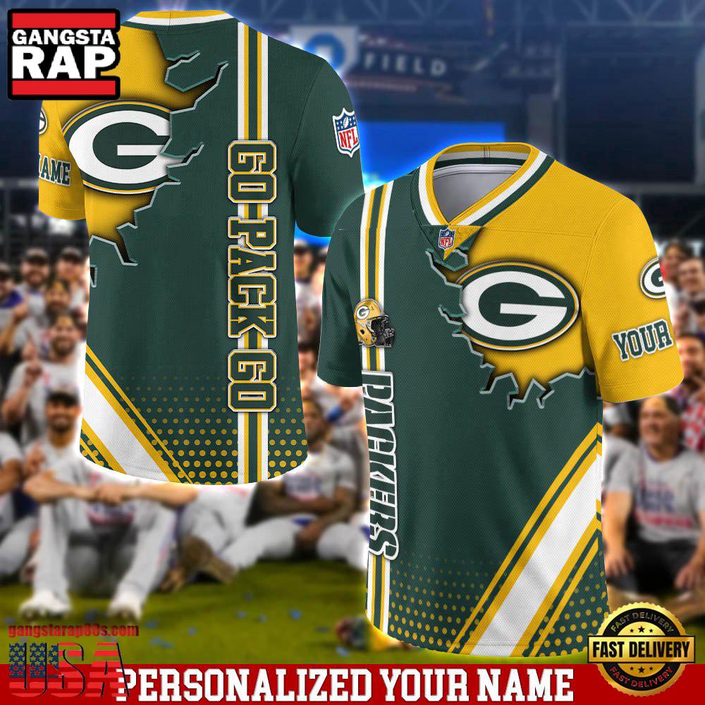 NFL Custom Name Green Bay Packers Team Logo Football Jersey