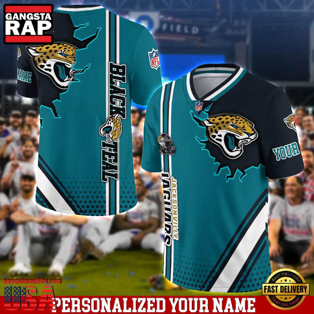 NFL Custom Name Jacksonville Jaguars Team Logo Football Jersey