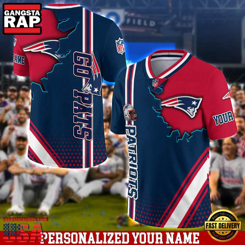 NFL Custom Name New England Patriots Team Logo Football Jersey