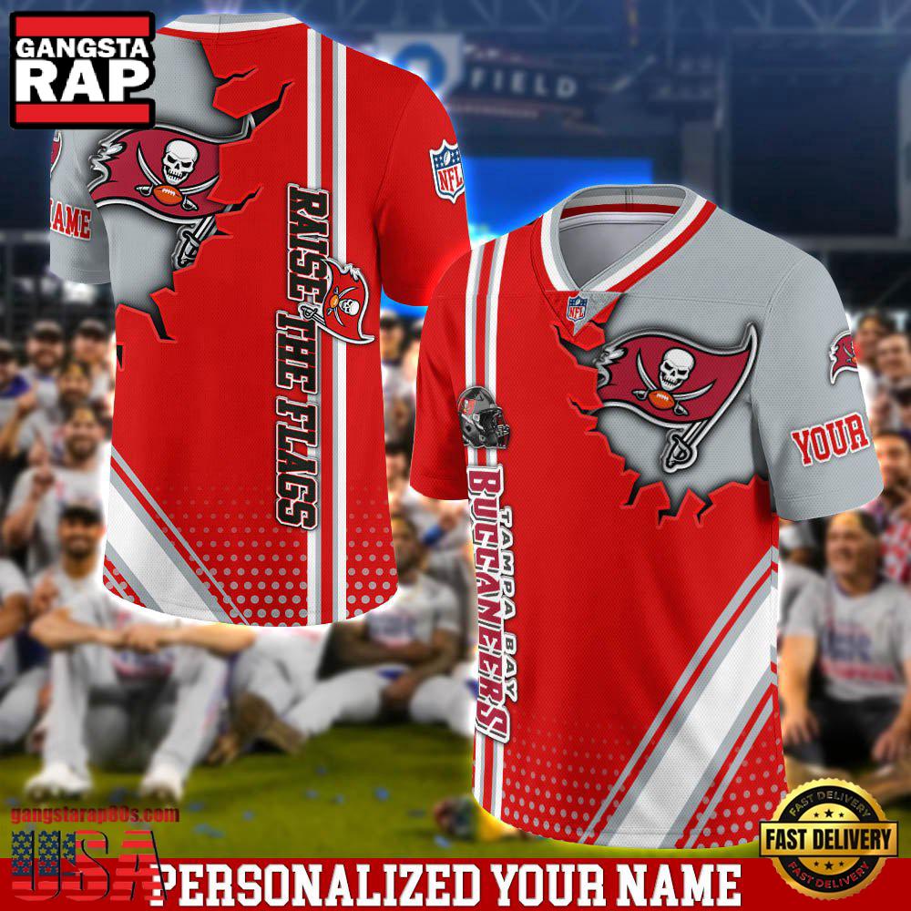 NFL Custom Name Tampa Bay Buccaneers Team Logo Football Jersey