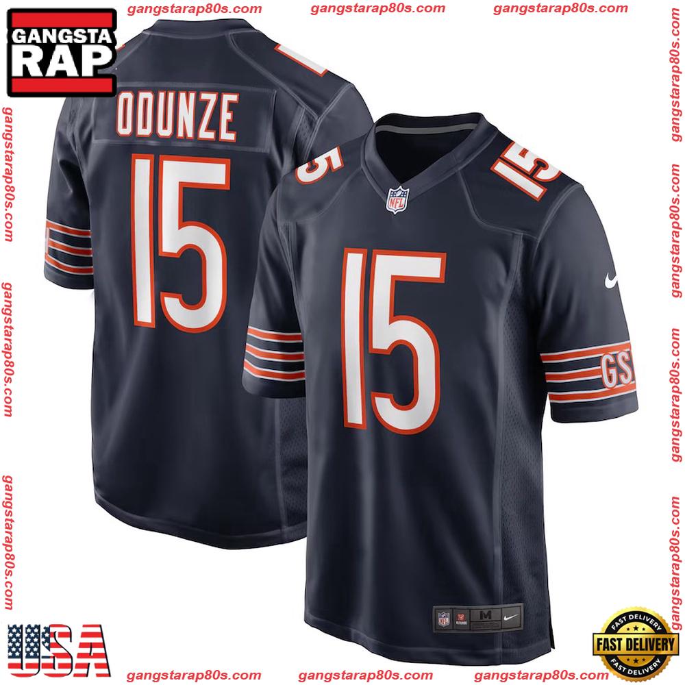 Rome Odunze Navy Chicago Bears Draft First Round Pick Player Game Football Jersey Shirt