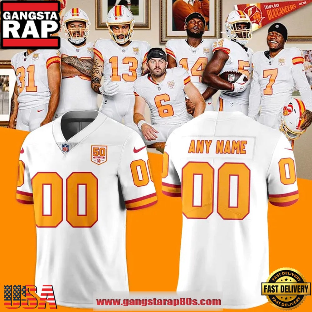 Tampa Bay Buccaneers Nike 2025 White Custom Football Jersey