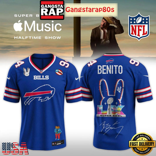 Buffalo Bills NFL Bad Bunny 2026 Super Bowl LX 2026 Best Haltime Show Custom Football Jersey