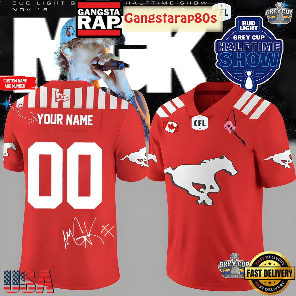 Calgary Stampeders x Machine Gun Kelly 2025 Custom Football Jersey
