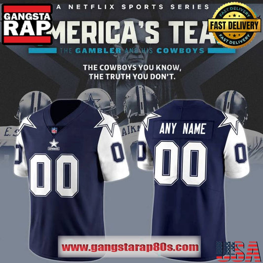Dallas Cowboys Americas Team 1995 Throwback Retired Player Special Custom Football Jersey – Navy