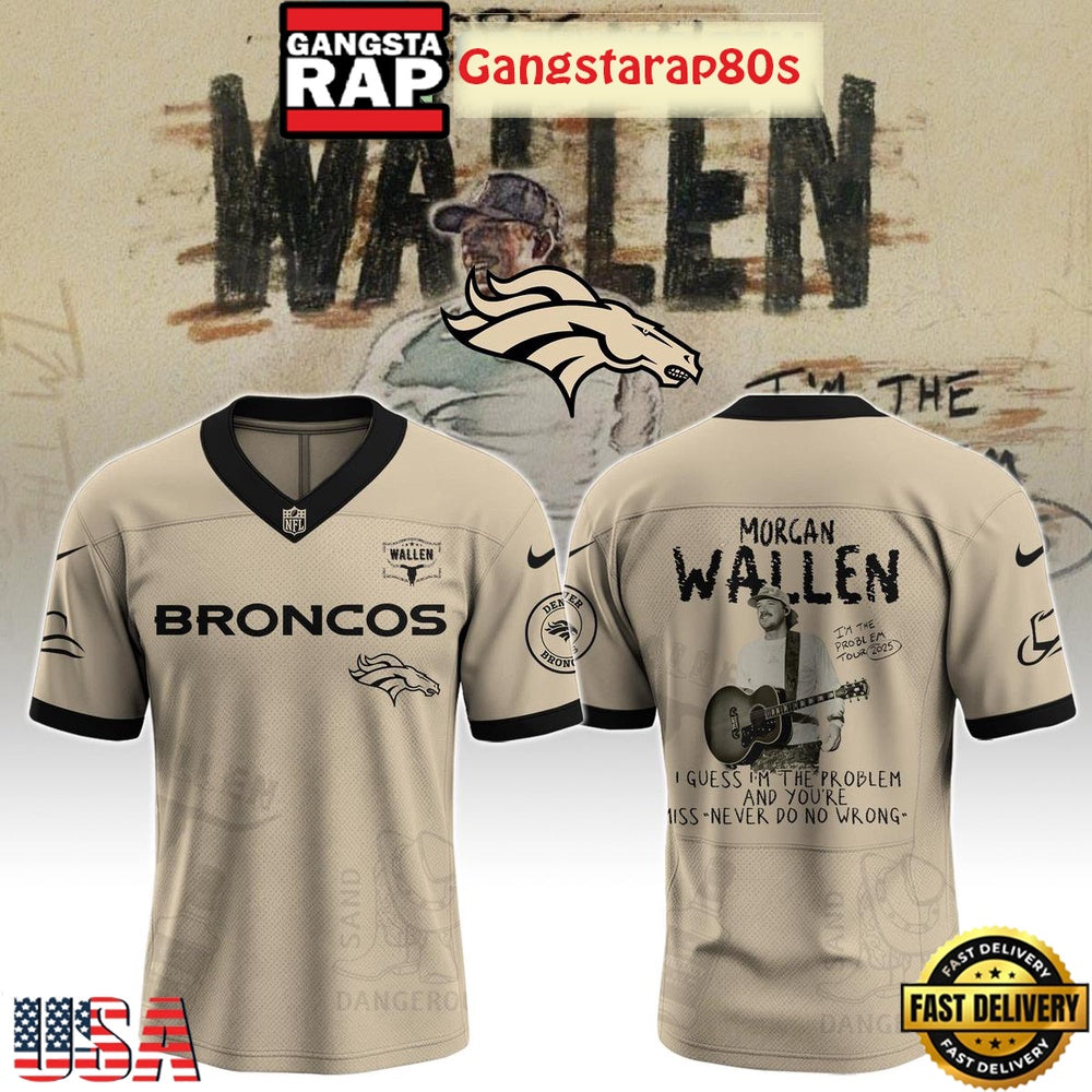 Denver Broncos x Morgan Wallen I’m The Problem Tour 2025 Football Jersey