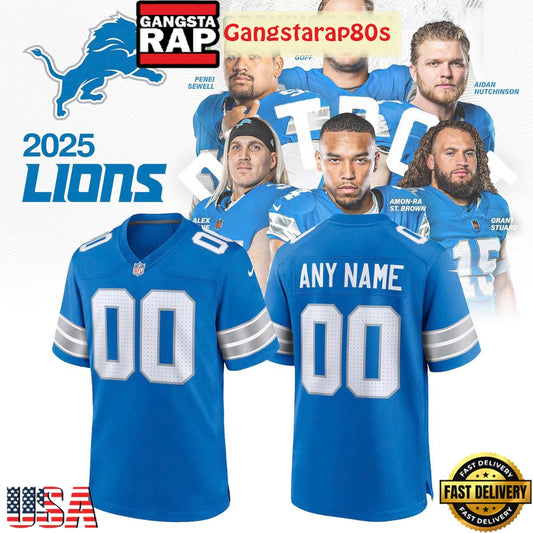 Detroit Lions Uniform 2025  Custom Football Jersey Shirt