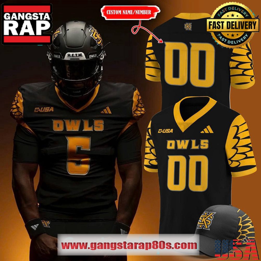 Kennesaw State Owls Black Uniform Custom Football Jersey
