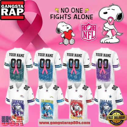NFL All Team X Snoopy Breast Cancer Awareness 2025 Custom Football Jersey