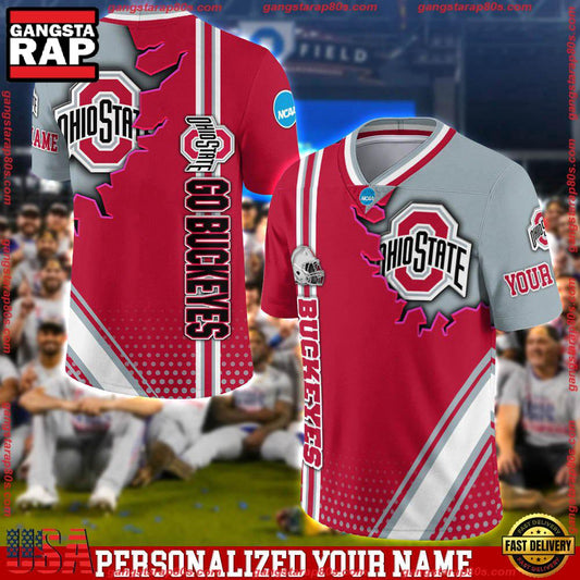 NCAA Customized Ohio State Buckeyes Team Logo Player Football Jersey Shirt