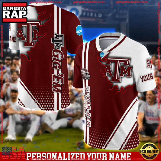 NCAA Customized Texas ATM Aggies Team Logo Player Football Jersey Shirt