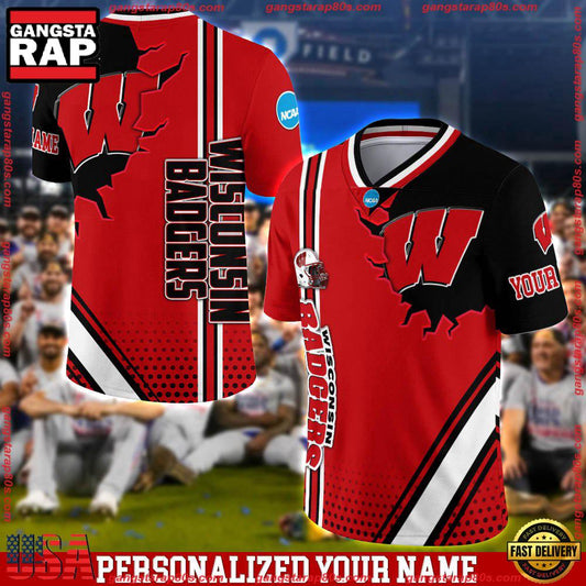 NCAA Customized Wisconsin Badgers Team Logo Player Football Jersey Shirt