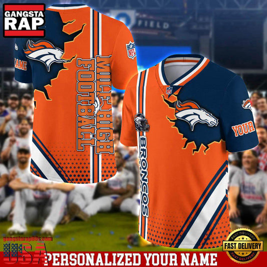 NFL Custom Name Denver Broncos Team Logo Football Jersey