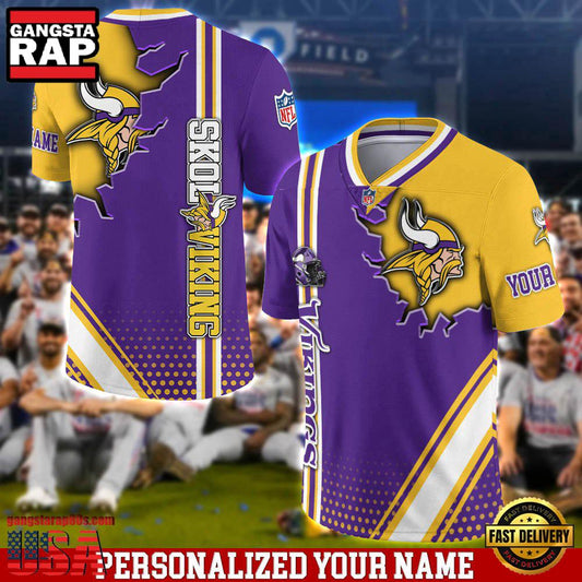NFL Custom Name Minnesota Vikings Team Logo Football Jersey