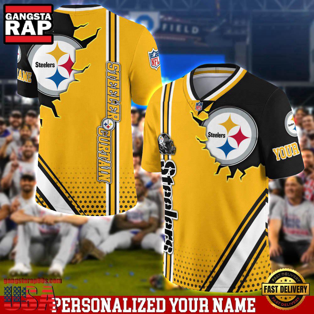 NFL Custom Name Pittsburgh Steelers Team Logo Football Jersey