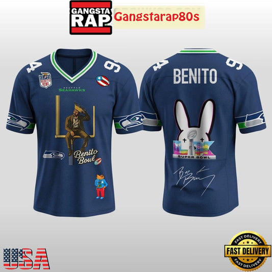 Seattle Seahawks x Bad Bunny Super Bowl LX Champions Football Jersey