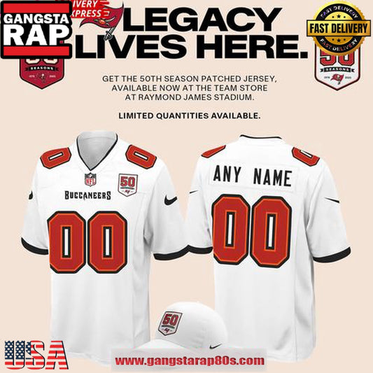Tampa Bay Buccaneers Celebrate The Legacy of 50 Seasons White Football Jersey
